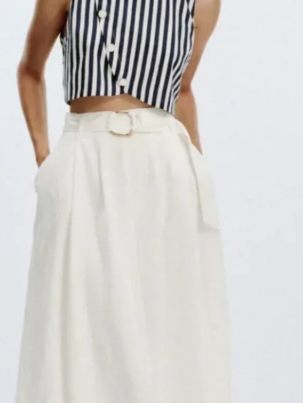 Zara Cream Maxi Skirt with Belt